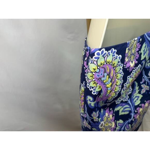 Talbots Women's Navy Paisley A-Line Skirt - Size 10 - Picture 10 of 13